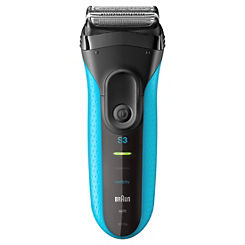 Braun Series 3 ProSkin 3010s Rechargeable Electric Shaver & Cordless Wet & Dry Electric Razor - Black/Blue