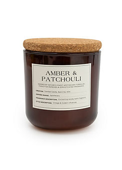 Candlelight Amber & Patchouli Scent 11cm Glass Jar Wax Filled Pot with Cork Lid