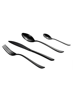 Carnaby Ares Black 16 Stainless Steel Piece Cutlery Set