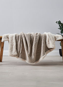 Cascade Home Knitted Waffle Throw with Sherpa Backing