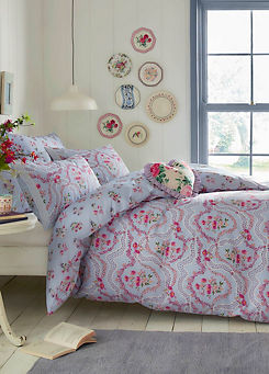 Cath Kidston Affinity Floral 100% Cotton Percale 180 Thread Count Duvet Cover Set