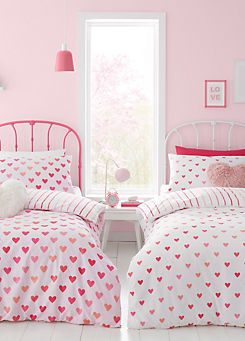 Catherine Lansfield Hearts & Stripes Pack of 2 Duvet Cover Sets