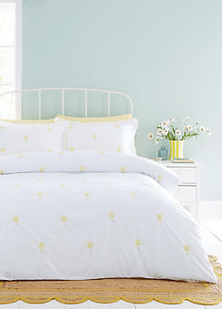 Catherine Lansfield Lorna Embroidered Daisy Duvet Cover Set