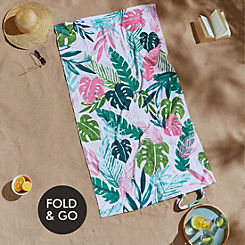 Catherine Lansfield Tropical Palms Beach Towel in a Bag