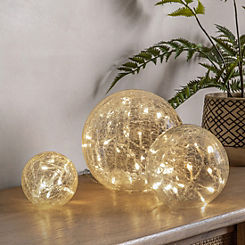 Chic Living Set Of 3 Crackle Glass Balls