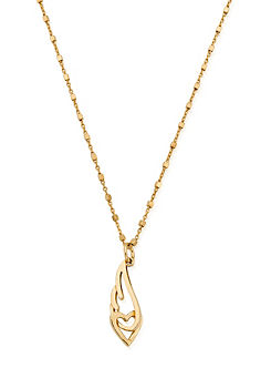 ChloBo Gold Delicate Cube Chain Interlocking Heart & Angel Wing Necklace