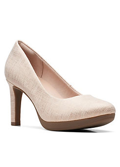 Clarks Collection Ambyr Joy Wide E Fitting Sand Metallic Court Shoes