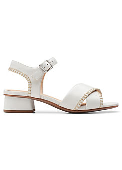 Clarks Off White Leather Serina35 Cross Sandals