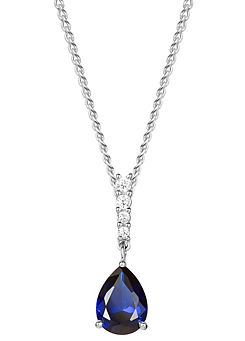 Colour Collection 9ct White Gold Created Sapphire and Diamond Necklace