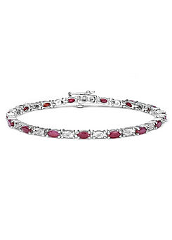Colour Collection Sterling Silver Ruby and Diamond Bracelet