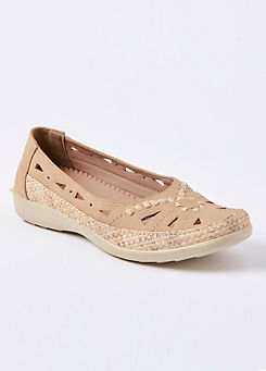 Cotton Traders Beige Soft Step Cutwork Shoes