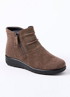 Cotton Traders Brown Flexisole Ruched Boots