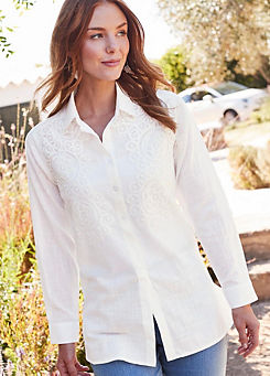Cotton Traders Crochet Detail Long Sleeve Shirt