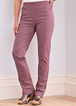 Cotton Traders Premium Pull-On Straight-Leg Twill Trousers