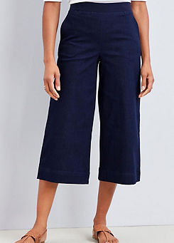 Cotton Traders Wide-Leg Crop Pull-On Jeans