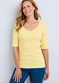 Cotton Traders Wrinkle Free Half Sleeve V-Neck Jersey Top