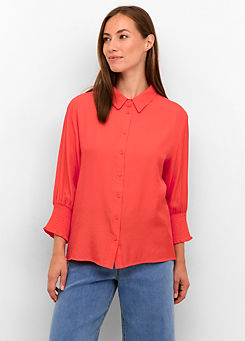 Cream Nola Three-Quarter Sleeves Button-Up Shirt