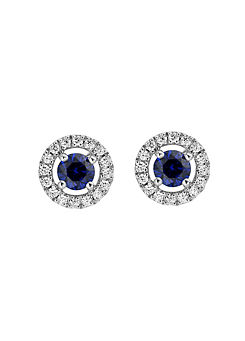 Created Brilliance Orla 9ct Gold Created Sapphire & 0.15ct Lab Grown Diamond Stud Earrings