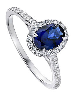 Created Brilliance Rosalind 9ct Gold Created Sapphire & 0.20ct Lab Grown Diamond Ring