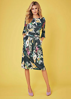 Creation L Floral Pleated Jersey Dress