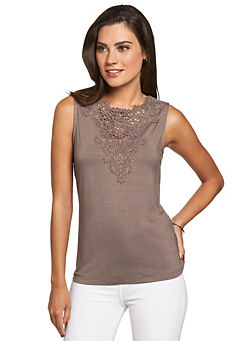 Creation L Sleeveless Lace Front Top