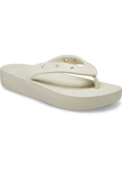 Crocs White Classic Platform Flip Flops