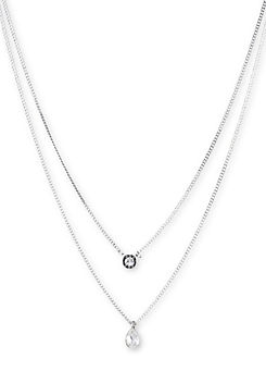 DKNY Logo Crystal Double Pendant in Silver Tone