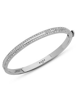 DKNY Pave Crystal Bangle in Silver Tone