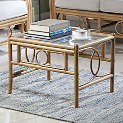 Desser Madrid Light Oak Coloured Natural Rattan Conservatory Coffee Table with Glass Top