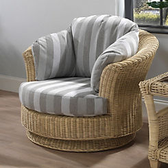 Desser Samford Lyon Swivel Chair in Aqua clean Duke Grey Stripe