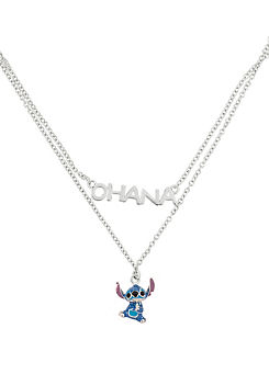 Disney Lilo & Stitch Silver & Blue Double Chain Pendant Necklace