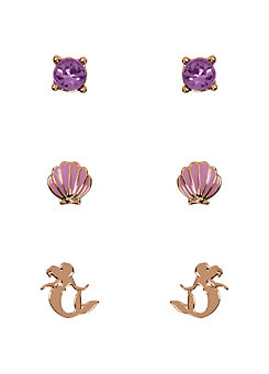 Disney Princess The Little Mermaid Purple & Gold Trio Earring Set