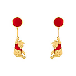 Disney Winnie The Pooh Red & Gold Coloured Floating Balloon Earrings