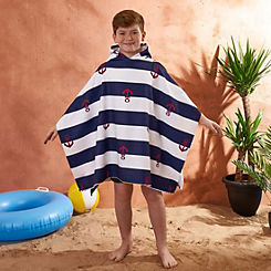 Dreamscene Kids Anchor Printed Hooded Poncho Beach Towel