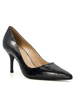 Dune London Bold Leather Croc-Effect Courts