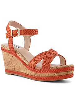 Dune London Kelisa Orange Braided Wedge Sandals