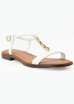 Dune London Lotty White Leather Sandals