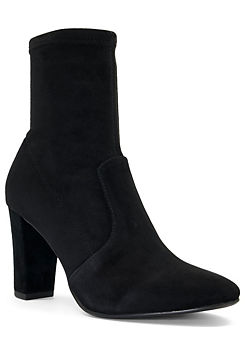 Dune London Optical Black Stretch Sock Ankle Boots
