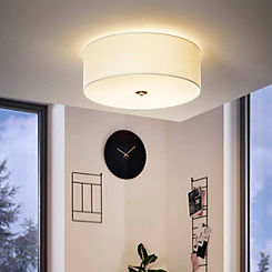 EGLO Pasteri 3 Light White Fabric Flush Ceiling Light