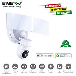 ENER-J Wifi Outdoor Security Kit with IP Camera & Twin LED Floodlight, 2 Way Audio, White