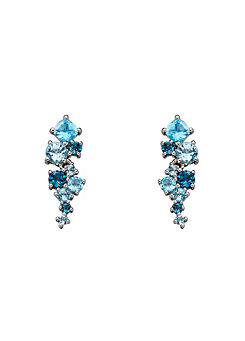 Elements Gold 9ct Gold Earrings with Blue Topaz