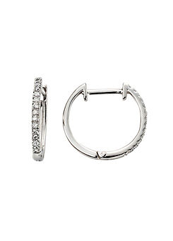 Elements Gold 9ct Gold Huggie Hoop Earrings with Pave Diamonds