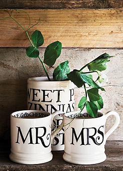 Emma Bridgewater Set of 2 Black Toast Mr & Mrs Half Pint Mugs