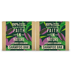 Faith In Nature Lavender & Geranium Shampoo Bar Set Of 2