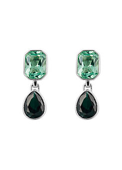 Fiorelli Octagon & Teardrop Shaped Drop Earrings with Emerald Crystal