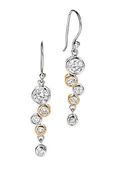 Fiorelli Sterling Silver Bubble Drop Earrings With Yellow Gold Plating