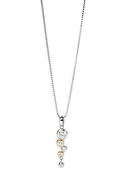 Fiorelli Sterling Silver Bubble Drop Pendant Necklace With Yellow Gold Plating