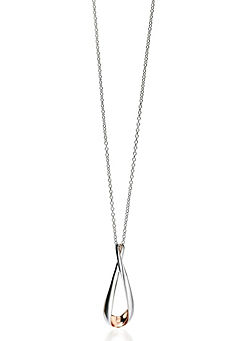 Fiorelli Sterling Silver Open Teardrop Pendant Necklace With Rose Gold Plating