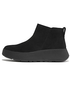 FitFlop F-Mode Black Suede Flatform Microwobbleboard™ Midsole Ankle Boots