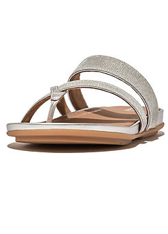 FitFlop Silver Gracie Shimmerlux Strappy Toe-Post Sandals